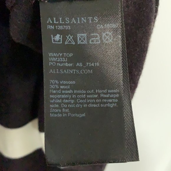 New All Saints Wavy wool striped pullover t-shirt - Picture 13 of 13